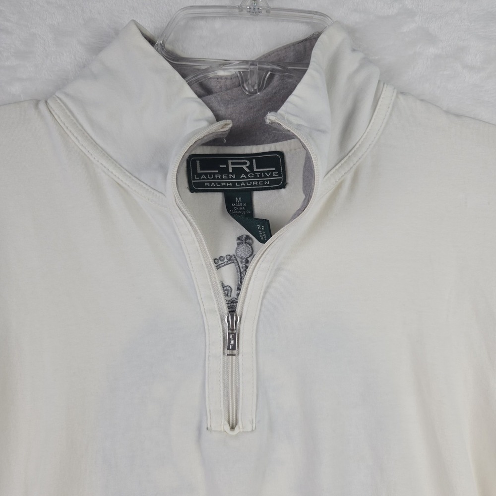 Lauren Active Ralph Lauren Women's Ivory1/4 Zip Sweater Size Medium‎ Logo - Picture 3 of 11